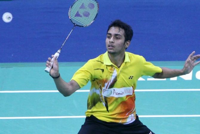 India's badminton player Sourabh Verma in action