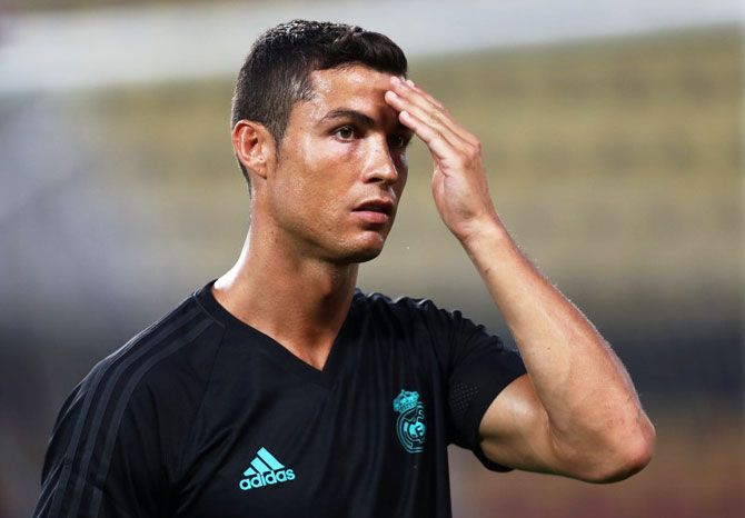 Real Madrid's Cristiano Ronaldo during training in Skopje, Macedonia on Monday