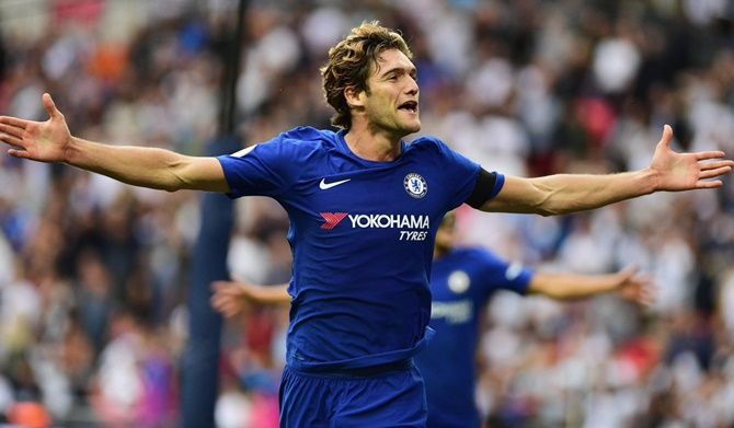 Chelsea’s Marcos Alonso celebrates