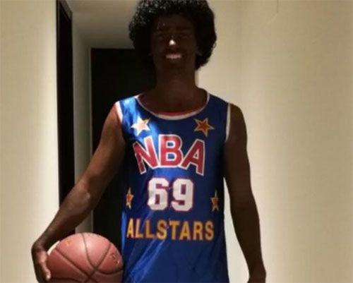 Atletico de Madrid's striker Antoine Greizmann dressed as a black basketball player and posted the picture on Twitter, which he later deleted