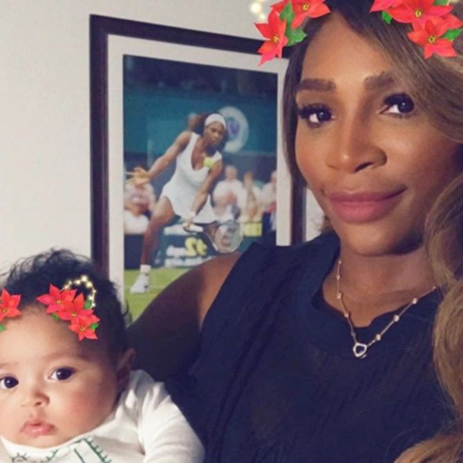 Serena Williams with daughter, Alexis Olympia