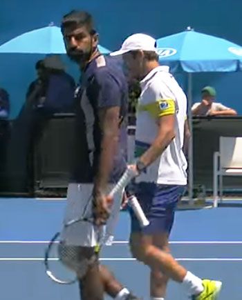 A photo grab of Rohan Bopanna and his new doubles partner Pablo Cuevas at the Australian Open