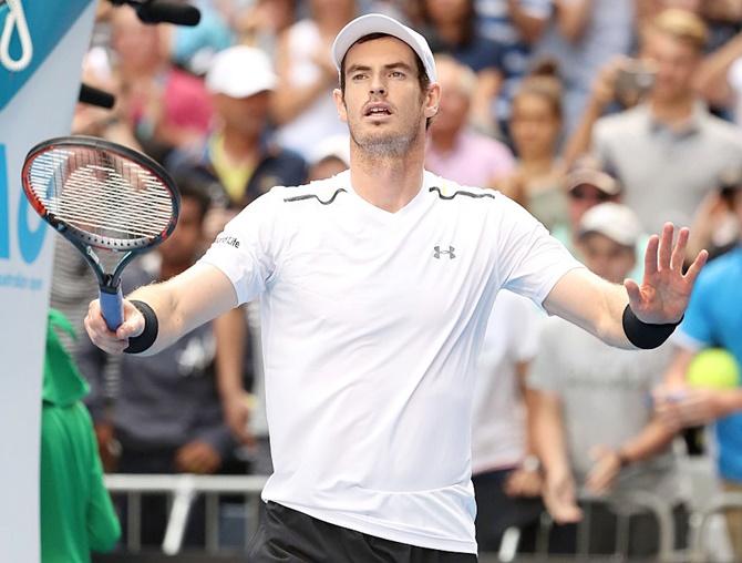 Andy Murray of Great Britain reacts