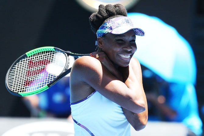Venus Williams cannot hide her joy after downing Anastasia Pavlyuchenkova to move into the Australian Open semis on Tuesday