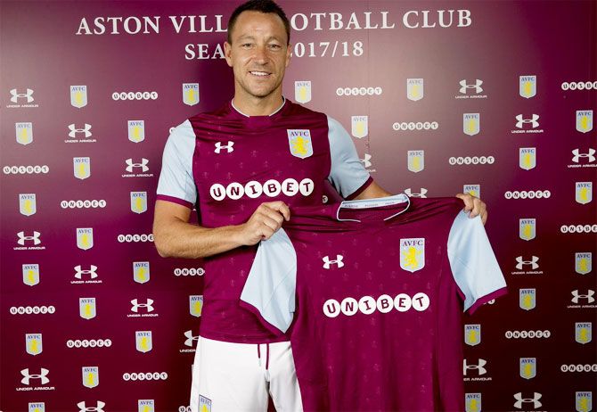 John Terry is unveiled as an Aston Villa player on Monday