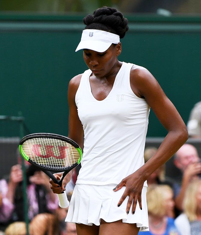 Venus Williams of The United States reacts