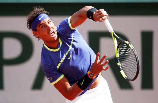 Rafael Nadal in action during the French Open semi-final against Pablo Correno Busta at Roland Garros on Wednesday