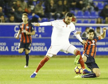 Action from the La Liga match between Sevilla and Alaves on Monday