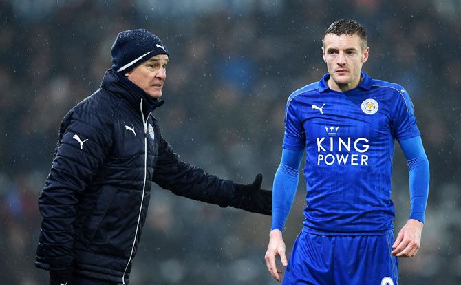 Claudio Ranieri and Jamie Vardy during a Leicester City match. Leicester City's Jamie Vardy mulls reporting the threats over Claudio Ranieri's sacking to the police. 