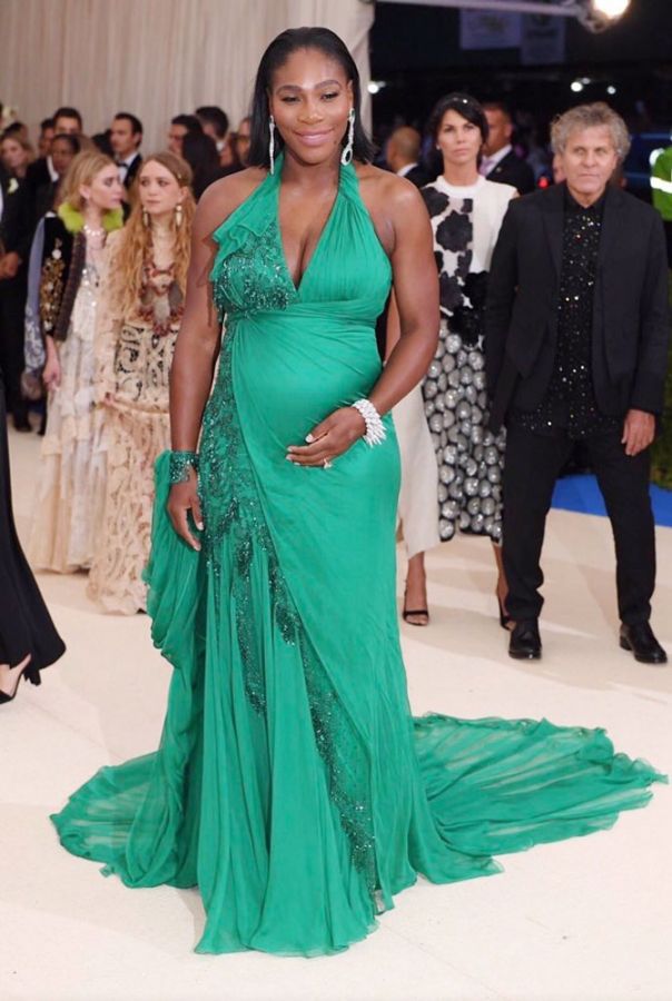 A glowing Serena Williams at the Met Gala in New York City, New York, on Monday