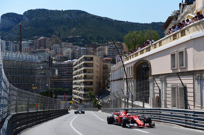 Sebastian Vettel drives his Scuderia Ferrari SF70H through the scenic Circuit de Monaco