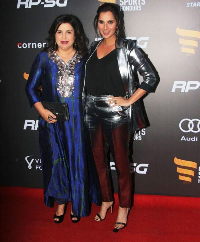 Bollywood director and cinematographer Farah Khan and tennis ace Sania Mirza dazzle on the red carpet