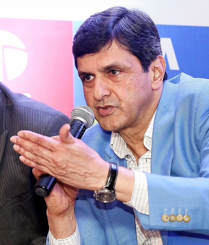 Former badminton champion Prakash Padukone addresses a press conference for the 10th edition of the Tata Open India International Challenge in Mumbai on Tuesday