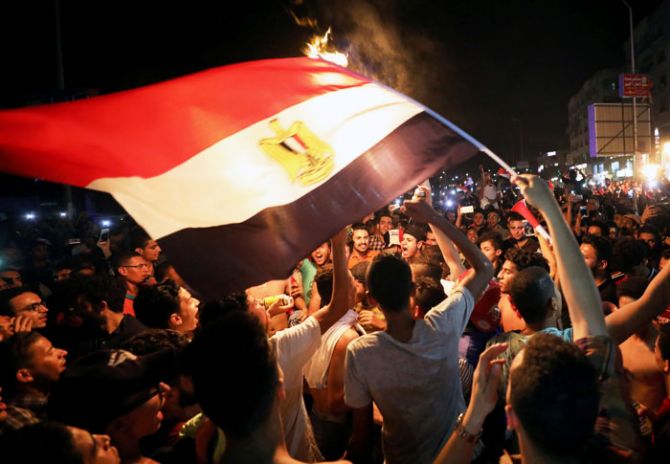 Egyptians celebrate after their team qualified for the 2018 FIFA World Cup