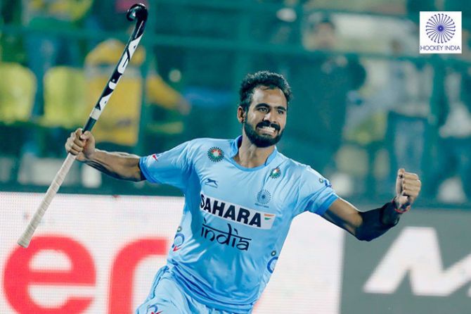Gurjant Singh celebrates after celebrating the match-saving equaliser in the Asia Cup Super 4 stage match against Korea in Dhaka on Wednesday