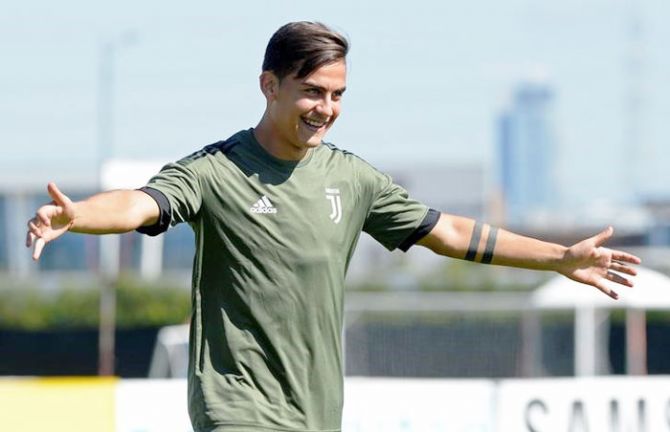 Juventus' Paulo Dybala during training session in Turin, Italy on Monday