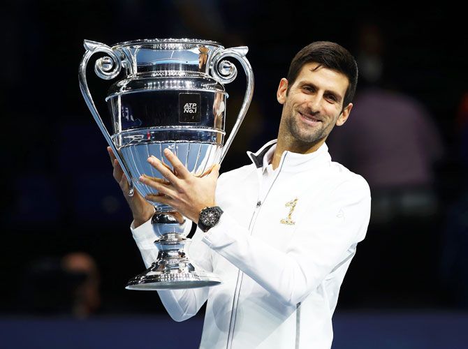 Novak Djokovic with the World Number one trophy