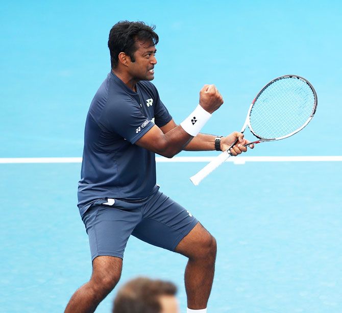 Leander Paes (in pic) and his doubles partner Joe Salisbury had to win a Super tie-break to progress to the semis