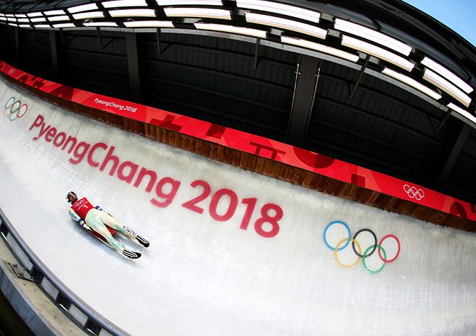 India's Shiva Keshavan slides in a training session during the Men's Luge previews at the Olympic Sliding Centre on Thursday, ahead of the Pyeongchang 2018 Winter Olympic Games in Pyeongchang, in South Korea