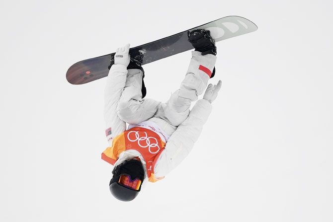USA's Shaun White competes during the snowboard men's halfpipe final at Phoenix Snow Park in Pyeongchang on Wednesday
