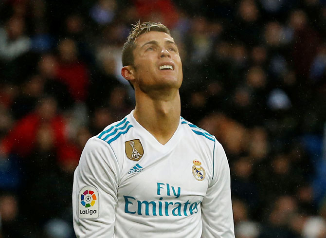Real Madrid’s Cristiano Ronaldo cuts a frustrated figure during the match against Villareal on Saturday