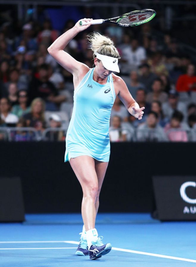 CoCo Vandeweghe of the United States shows her frustration 
