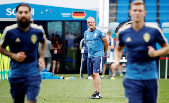 Sweden coach Janne Andersson during training