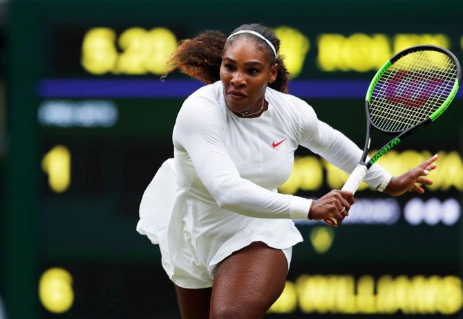 Serena Williams in action during her second round match against Viktoriya Tomova