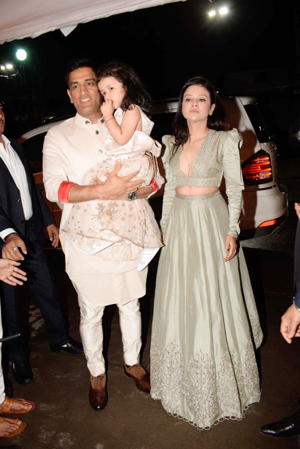 India cricketer Mahendra Singh Dhoni with his wife Sakshi Dhoni and daughter Ziva