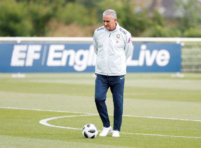 Brazil caoch Tite during a training session 
