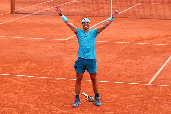 Rafael Nadal celebrates his win 