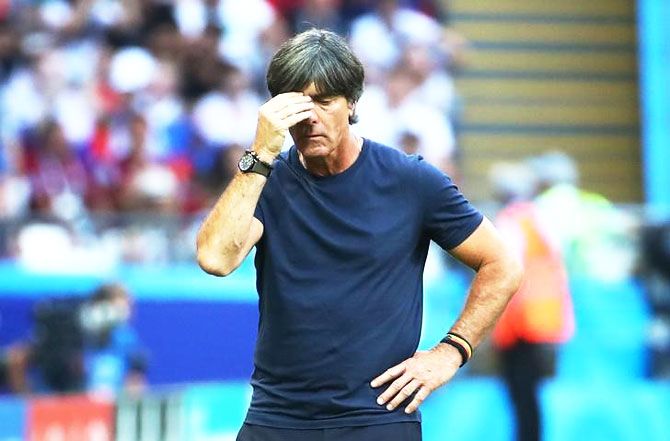 Germany coach Joachim Low looks dejected during the match