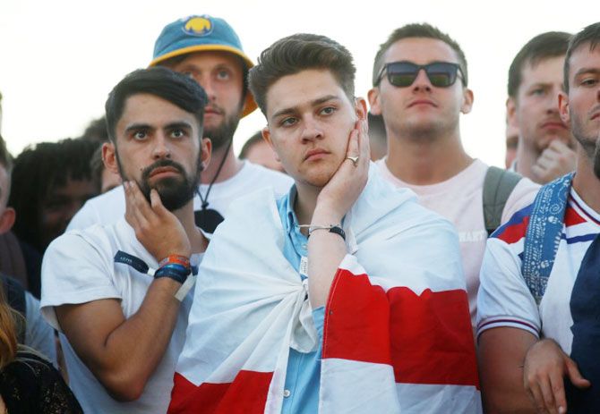 England fans watch the match on Brighton beach