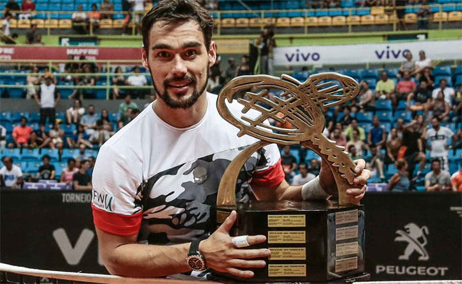 Italy's Fabio Fognini with the Brazil Open trophy