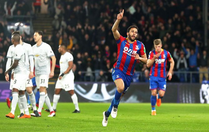 Crystal Palace's Andros Townsend celebrates scoring the first goal