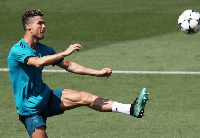 Real Madrid's Cristiano Ronaldo during training