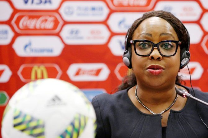 FIFA Secretary General Fatma Samoura attends a news conference 