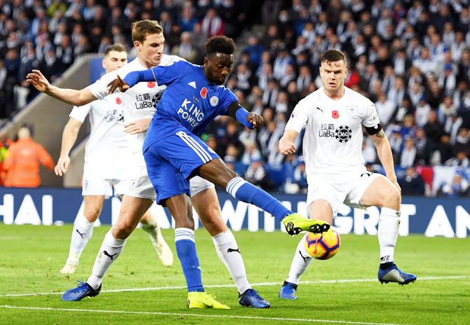 Leicester City's Onyinye Wilfred Ndidi in action during the Premier League match against Burnley FC