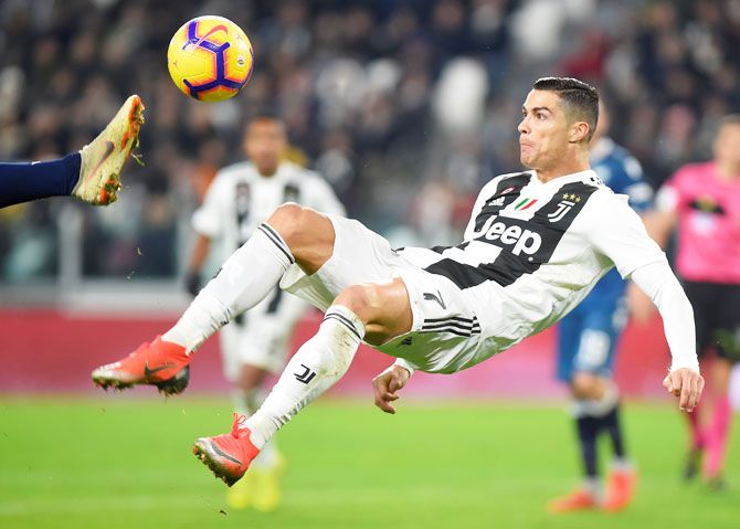 Juventus' Cristiano Ronaldo in action during the Serie A match against SPAL in Turin on Saturday