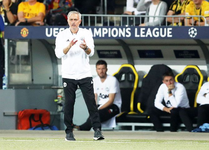 Jose Mourinho was critical of the artificial turf used during the match between Manchester United and Young Boys Berne in Berne, Switzerland, on Wednesday
