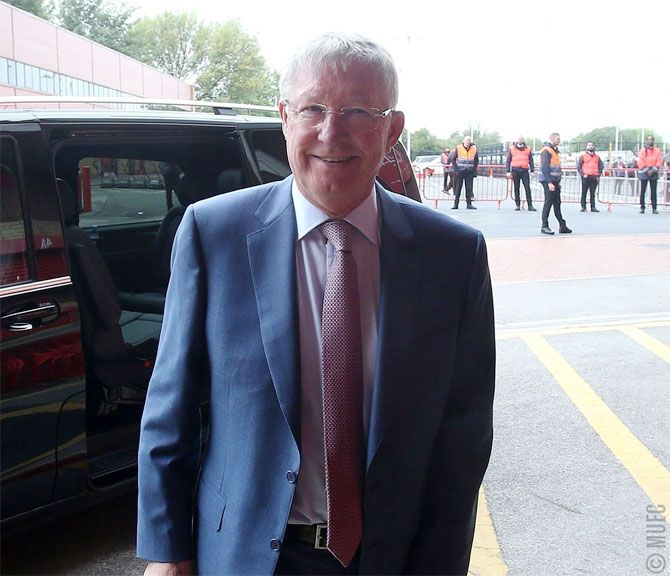 Alex Ferguson arrives at Old Trafford stadium on Saturday