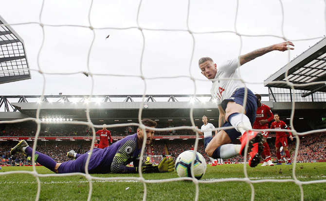 Tottenham's Toby Alderweireld scores an own goal and Liverpool's second