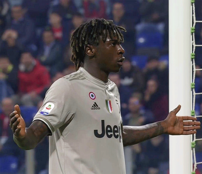 Juventus' Moise Kean was racially abused throughout their Serie A match at Cagliari on Tuesday. After scoring in the match, he then stood in front of the Cagliari fans behind the goal and opened his arms