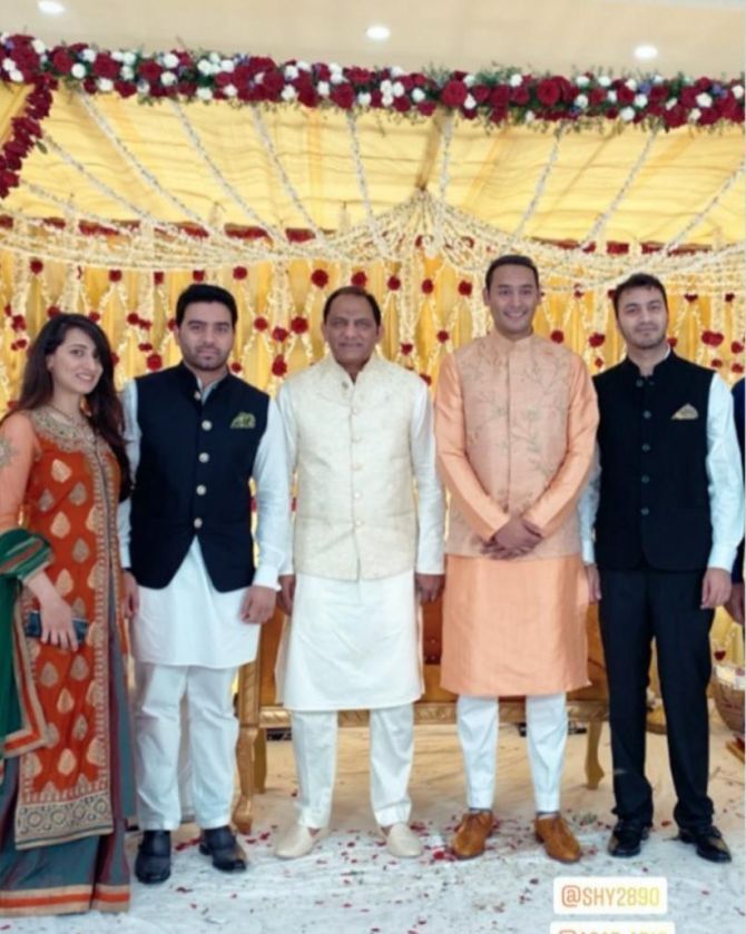 The groom Mohammad Asaduddin with his father Mohammad Azharuddin and other family members