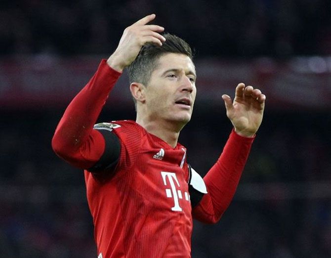 Robert Lewandowski scored his 100th goal in Bayern's Allianz Arena, the first player to do so since the stadium opened in 2005