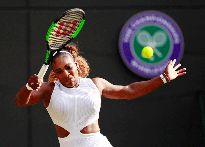 USA's Serena Williams in action during her second round match against Slovenia's Kaja Juvan