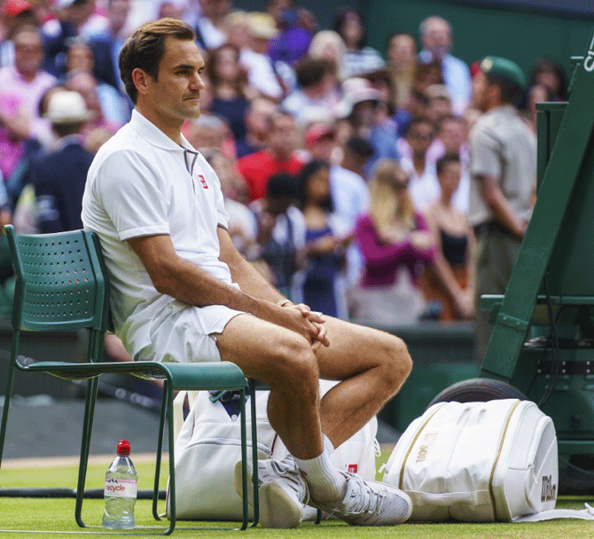 Roger Federer's look says it all after the Wimbledon final against Novak Djokovic on Sunday
