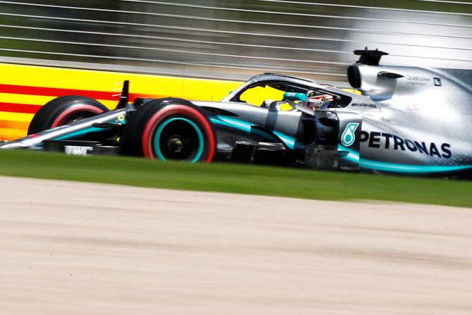 Mercedes' Lewis Hamilton in action during practice during the Australian Grand Prix at the Melbourne Grand Prix Circuit in Melbourne, Australia, on Friday