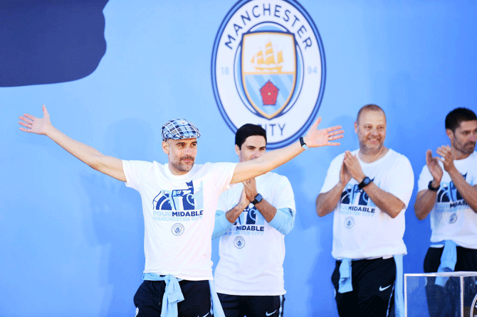 Manchester City manager Pep Guardiola during the Manchester City Celebration Parade