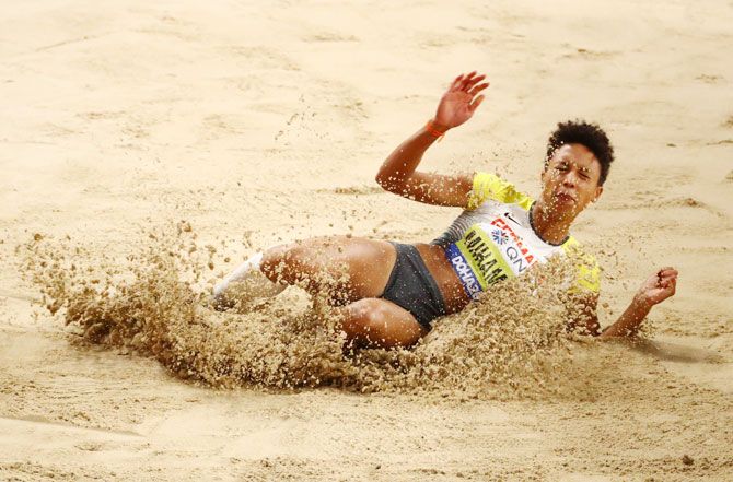 Germany's Malaika Mihambo in action during the Women's Long Jump Final 